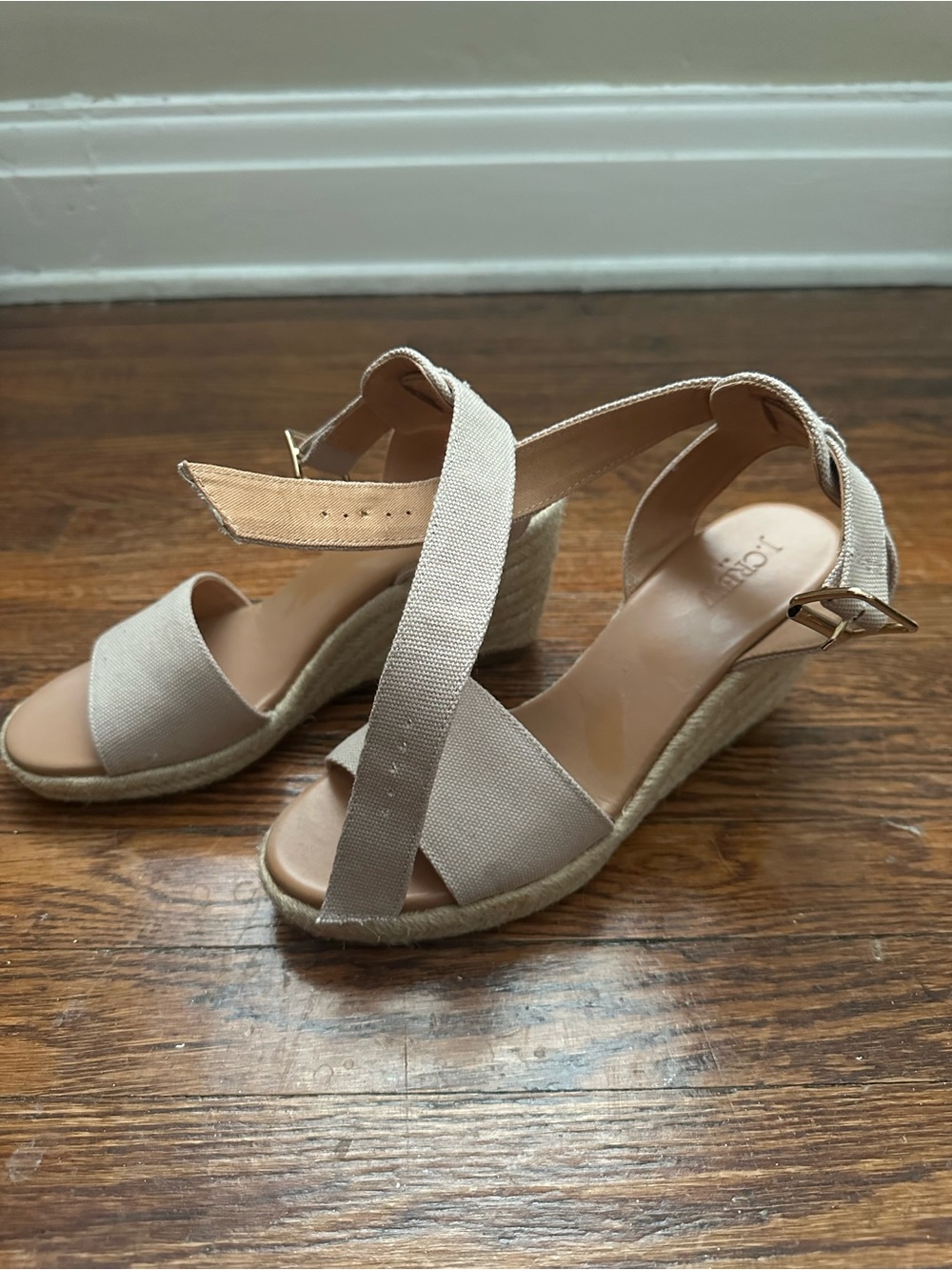 J. Crew Beige Canvas Espadrille Wedge Sandals
